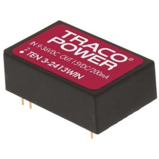 TRACOPOWER Měnič DC/DC TEN 3WIN, výstup: 12 V dc 1.5 kV dc, Vin 75V dc 250 mA, Vin 18V 3 W -40 °C 85 °C Průchozí otvor
