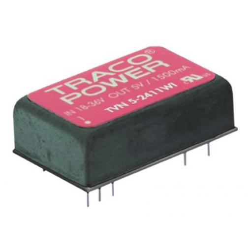 TRACOPOWER Měnič DC/DC TVN 5WI, výstup: 5 V dc 1.5 kV dc, Vin 36V dc 500 mA, Vin 9V 5 W -40 °C 90 °C Průchozí otvor
