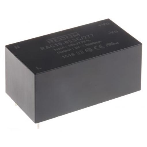 Spínaný napájecí zdroj, počet výstupů: 1 5V dc Montáž na plošný spoj 10 W RAC10-C/277 Recom 305V ac