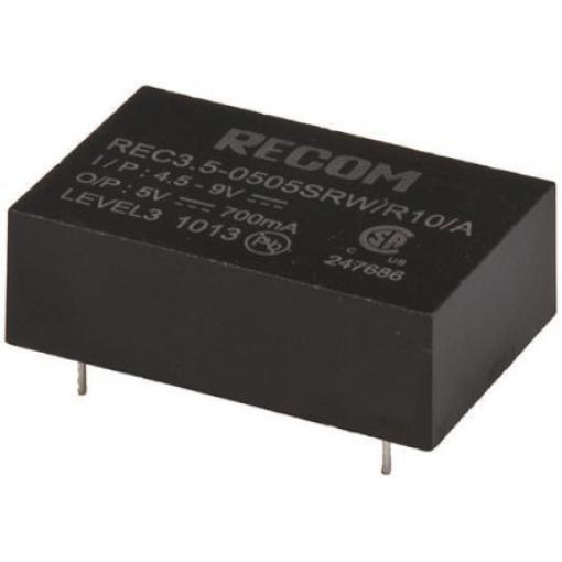 Recom Měnič DC/DC REC3.5, výstup: 5 V dc 10 kV dc, Vin 18V dc 350 mA, Vin 9V 3.5 W -40 °C 85 °C Průchozí otvor