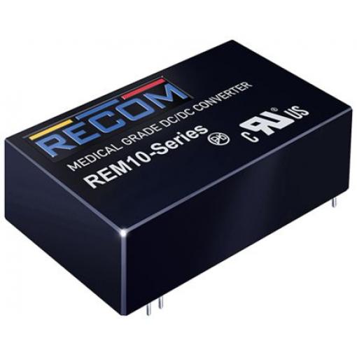Recom Měnič DC/DC REM10, výstup: 12 V dc 5 kV ac, Vin 9V dc 830 mA, Vin 4.5V 10 W -40 °C 105 °C Průchozí otvor