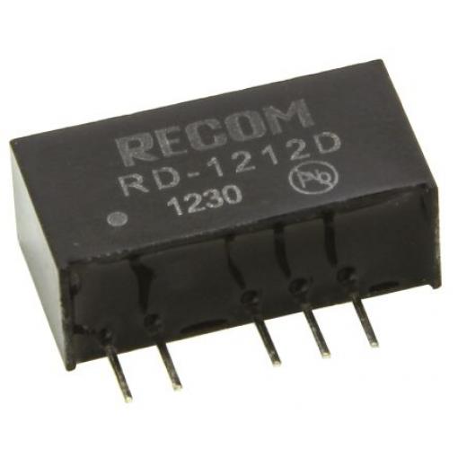 Recom Měnič DC/DC RD, výstup: 12 V dc 1 kV dc, Vin 12V dc 84 mA, Vin 0V 2 W -40 °C 85 °C Průchozí otvor