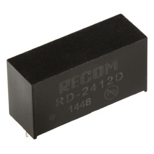 Recom Měnič DC/DC RD, výstup: 12 V dc 1 kV dc, Vin 24V dc 84 mA, Vin 0V 2 W -40 °C 85 °C Průchozí otvor