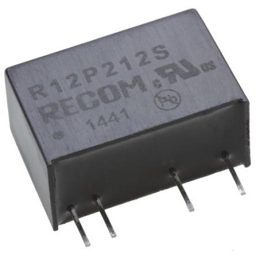 Recom Měnič DC/DC R12P, výstup: 12 V dc 2.6 kV ac, Vin 12V dc 167 mA, Vin 10.8V 2 W -40 °C 95 °C Průchozí otvor