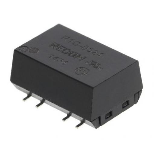 Recom Měnič DC/DC R1D, výstup: 24 V dc 1 kV dc, Vin 5V dc 21 mA, Vin 4.5V 1 W -40 °C 100 °C Povrch
