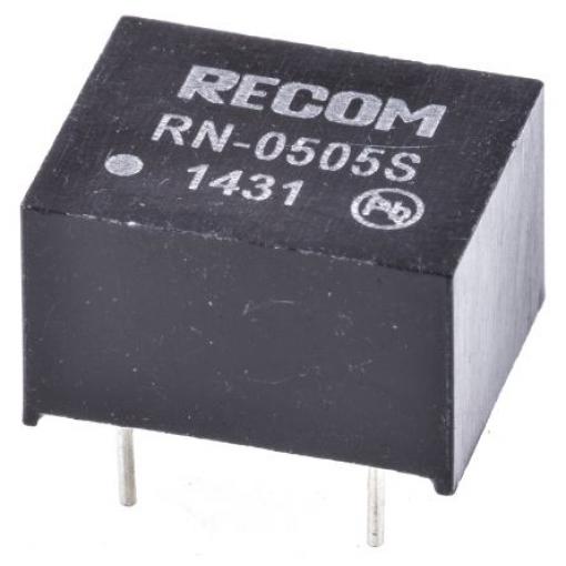 Recom Měnič DC/DC RN, výstup: 5 V dc 1 kV dc, Vin 5.5V dc 250 mA, Vin 4.5V 1.25 W -40 °C 85 °C Průchozí otvor