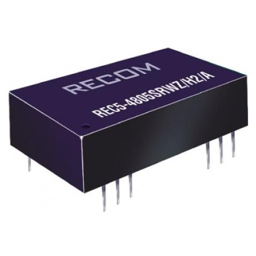 Recom Měnič DC/DC REC5, výstup: 5 V dc 2 kV dc, Vin 36V dc 500 mA, Vin 9V 5 W -40 °C 75 °C Průchozí otvor