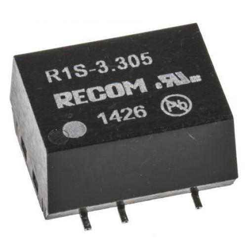 Recom Měnič DC/DC R1S, výstup: 5 V dc 1 kV dc, Vin 3.3V dc 200 mA, Vin 2.97V 1 W -40 °C 100 °C Povrch