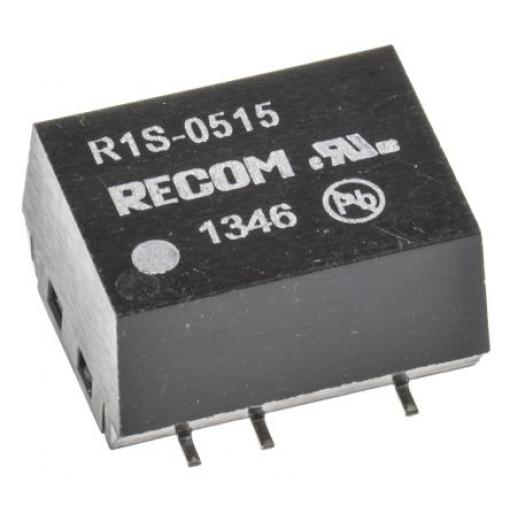 Recom Měnič DC/DC R1S, výstup: 15 V dc 1 kV dc, Vin 5.5V dc 66 mA, Vin 4.5V 1 W -40 °C 100 °C Povrch