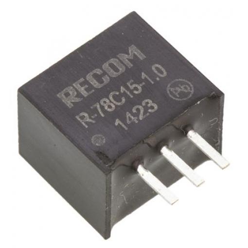 Recom Spínací regulátor, výstup: 15V dc Průchozí otvor 1 A, počet výstupů: 1