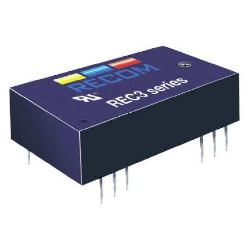 Recom Měnič DC/DC REC3, výstup: 15 V dc 4 kV dc, Vin 36V dc 100 mA, Vin 18V 3 W -40 °C 80 °C Průchozí otvor