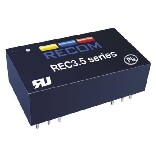 Recom Měnič DC/DC REC3.5, výstup: 5 V dc 10 kV dc, Vin 9V dc 700 mA, Vin 4.5V 3.5 W -40 °C 85 °C Průchozí otvor