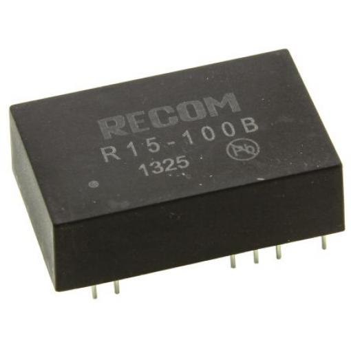 Recom Měnič DC/DC R15, výstup: 103 V 3 kV dc, Vin 17V dc 50 mA, Vin 14V 5 W -40 °C 85 °C Průchozí otvor