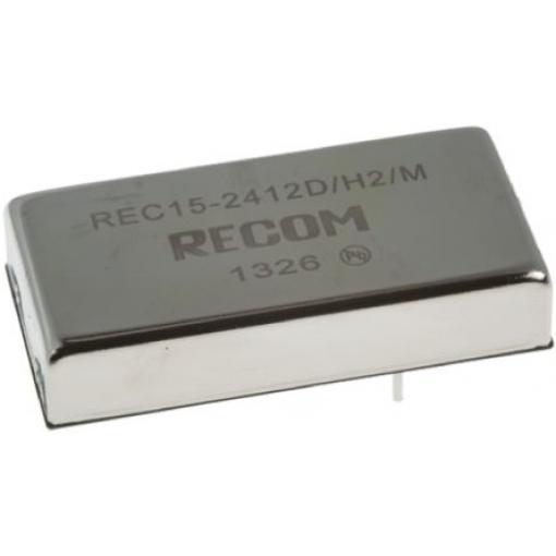 Recom Měnič DC/DC REC15, výstup: 12 V dc 1 kV ac, Vin 36V dc 625 mA, Vin 18V 15 W -40 °C 100 °C Průchozí otvor