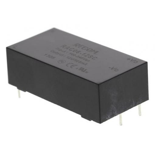 Spínaný napájecí zdroj, počet výstupů: 1 12V dc Montáž na plošný spoj 6 W RAC06-C Recom 264V ac