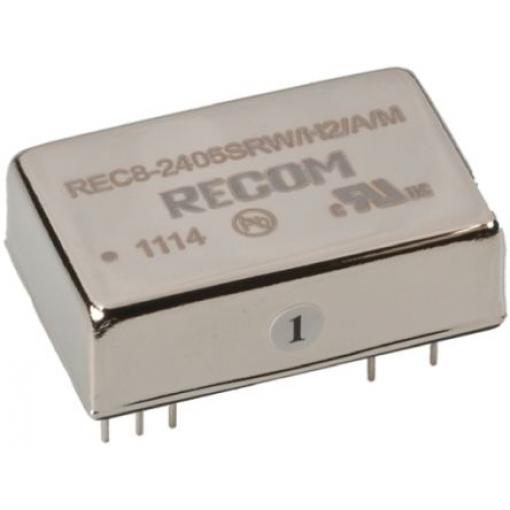 Recom Měnič DC/DC REC8, výstup: 5 V dc 2 kV dc, Vin 36V dc 1600 mA, Vin 4.5V 8 W -40 °C 71 °C Průchozí otvor