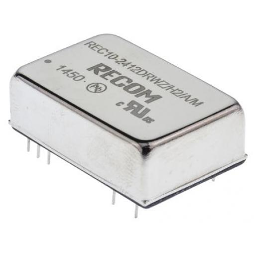 Recom Měnič DC/DC REC10/M, výstup: 12 V dc 2 kV dc, Vin 36V dc 416 mA, Vin 9V 10 W -40 °C 71 °C Průchozí otvor