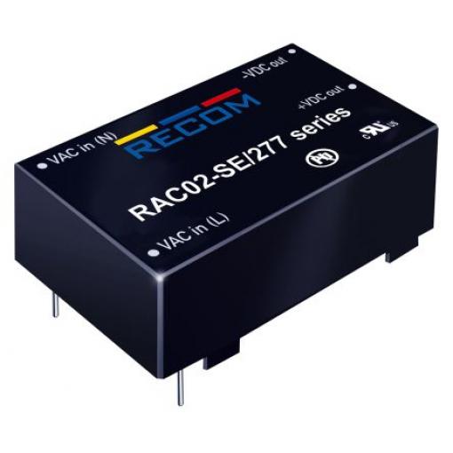 Spínaný napájecí zdroj, počet výstupů: 1 RAC02-12SE/277 12V dc Průchozí otvor 2 W RAC02-SE/277 Recom 277V