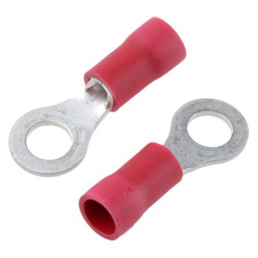 Očková koncovka, řada: FV, M4, Červená, min. AWG: 22 AWG, max. AWG: 16 AWG, Izolované, JST