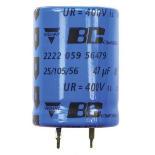 Kondenzátor, řada: 59 47 μF ±20 % 4.26Ω 400 V dc Pájecí MAL205956479E3, Zacvakávací montáž Vishay
