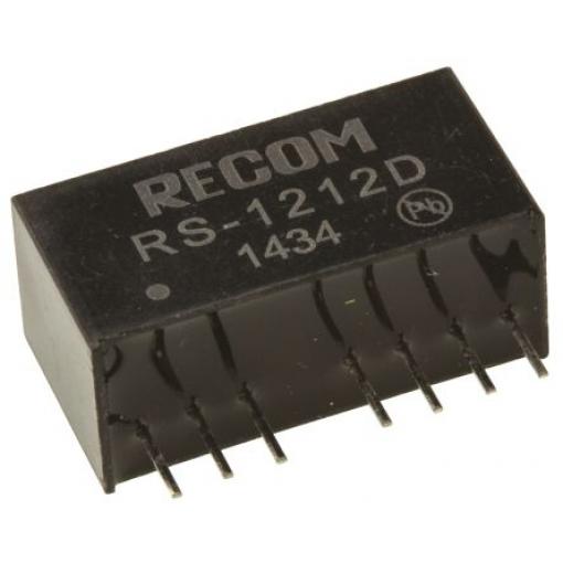 Recom Měnič DC/DC RS, výstup: 12 V dc 500 V ac, Vin 18V dc 83 mA, Vin 9V 2 W -40 °C 85 °C Průchozí otvor