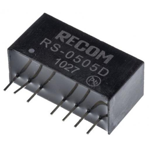 Recom Měnič DC/DC RS, výstup: 5 V dc 500 V ac, Vin 9V dc 200 mA, Vin 4.5V 2 W -40 °C 85 °C Průchozí otvor