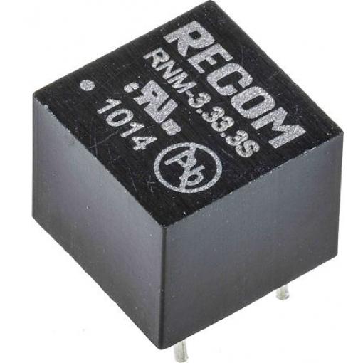 Recom Měnič DC/DC RNM, výstup: 3.3 V dc 500 V ac, Vin 3.3V dc 303 mA 1 W -40 °C 85 °C Průchozí otvor
