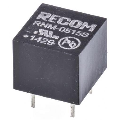Recom Měnič DC/DC RNM, výstup: 15 V dc 1 kV dc, Vin 5V dc 66 mA 1 W -40 °C 85 °C Průchozí otvor