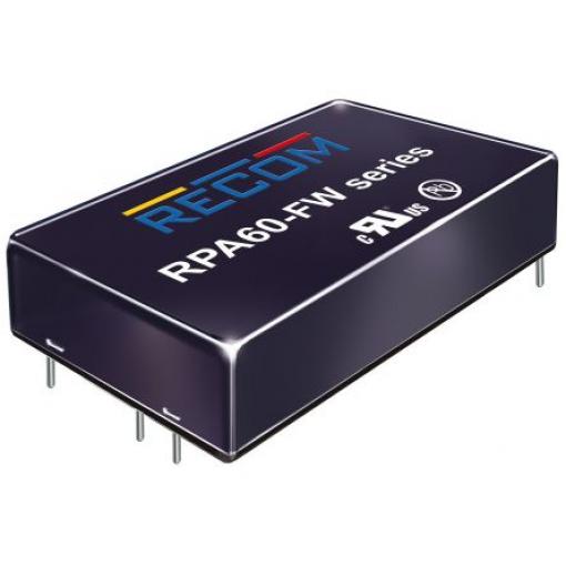 Recom Měnič DC/DC RPA60-FW, výstup: 5 V dc 1.5 kV dc, Vin 36V dc 12 A, Vin 9V 60 W -40 °C 100 °C Průchozí otvor