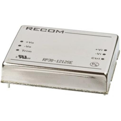 Recom Měnič DC/DC RP30-E, výstup: 12 V dc 1.6 kV dc, Vin 12V dc 2.5 A, Vin 9V 30 W -40 °C 85 °C Průchozí otvor