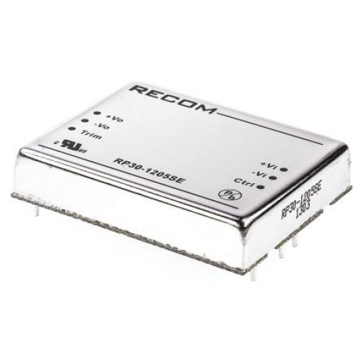 Recom Měnič DC/DC RP30-E, výstup: 5 V dc 1.6 kV dc, Vin 12V dc 6 A, Vin 9V 30 W -40 °C 85 °C Průchozí otvor
