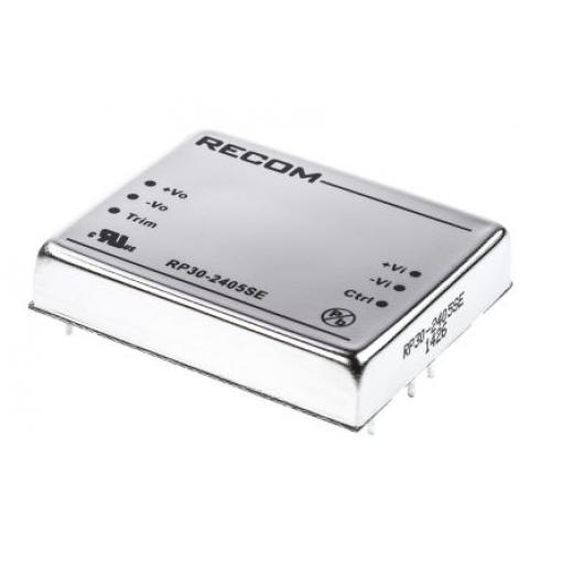 Recom Měnič DC/DC RP30-E, výstup: 5 V dc 1.6 kV dc, Vin 24V dc 6 A, Vin 18V 30 W -40 °C 85 °C Průchozí otvor