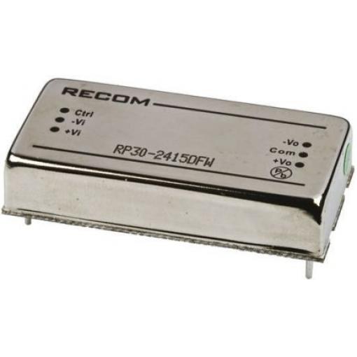 Recom Měnič DC/DC RP30 FW, výstup: ±15 V dc 1.6 kV dc, Vin 24V dc 1 A, Vin 18V 30 W -40 °C 85 °C Průchozí otvor