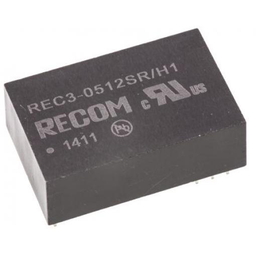 Recom Měnič DC/DC REC3, výstup: 12 V dc 500 V ac, Vin 5V dc 250 mA, Vin 4.5V 3 W -40 °C 80 °C Průchozí otvor