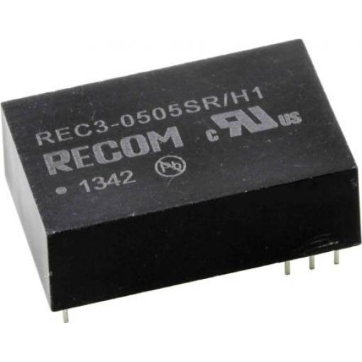 Recom Měnič DC/DC REC3, výstup: 5 V dc 500 V ac, Vin 5V dc 600 mA, Vin 4.5V 3 W -40 °C 80 °C Průchozí otvor
