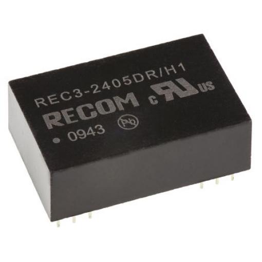 Recom Měnič DC/DC REC3, výstup: 5 V dc 500 V ac, Vin 13.8V 300 mA, Vin 10.2V 3 W -40 °C 85 °C Průchozí otvor