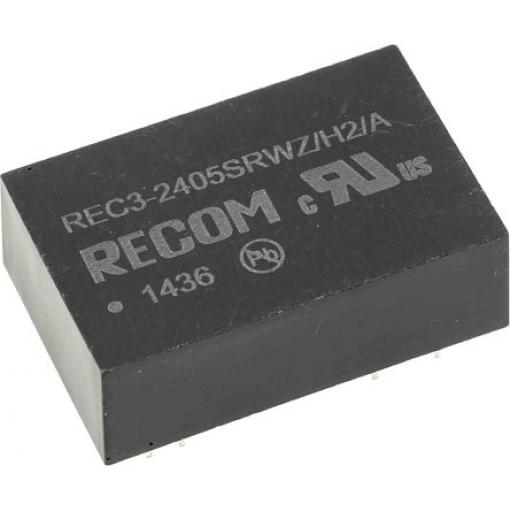 Recom Měnič DC/DC REC3, výstup: 5 V dc 1 kV ac, Vin 24V dc 600 mA, Vin 18V 3 W -40 °C 85 °C Průchozí otvor