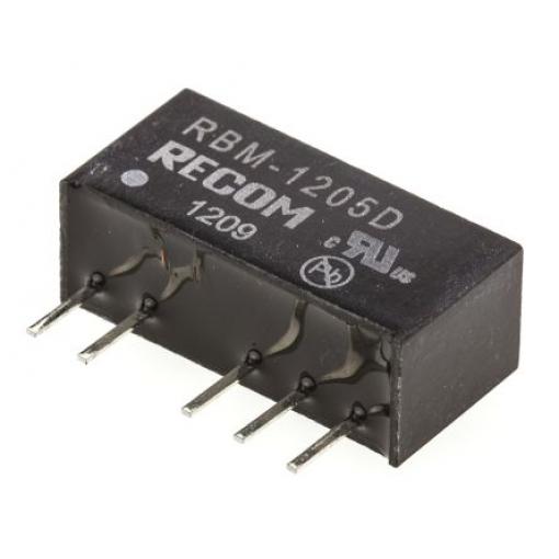 Recom Měnič DC/DC RBM, výstup: 5 V dc 3 kV dc, Vin 12V dc 100 mA, Vin 10.8V 1 W -40 °C 85 °C Průchozí otvor