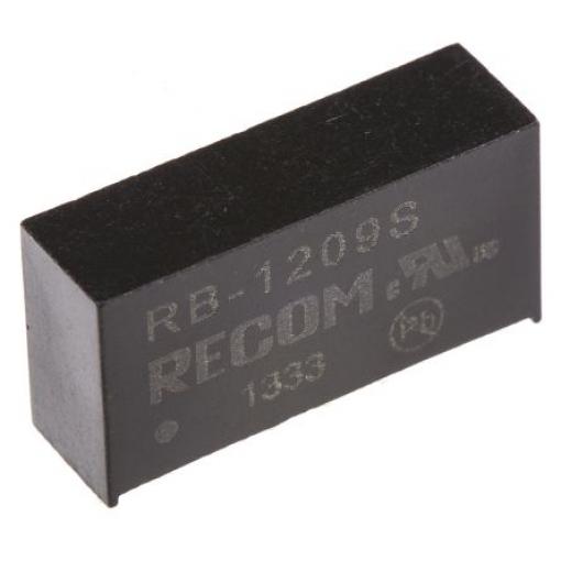 Recom Měnič DC/DC RB, výstup: 9 V dc 500 V ac, Vin 12V dc 111 mA, Vin 0V ac 1 W -40 °C 85 °C Průchozí otvor
