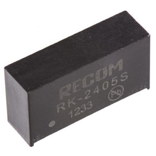 Recom Měnič DC/DC RK, výstup: 5 V dc 3 kV dc, Vin 24V dc 200 mA, Vin 21.6V 1 W -40 °C 90 °C Průchozí otvor
