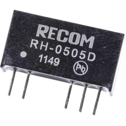 Recom Měnič DC/DC RH, výstup: 5 V dc 3 kV dc, Vin 5.5V dc 100 mA, Vin 4.5V 1 W -40 °C 85 °C Průchozí otvor