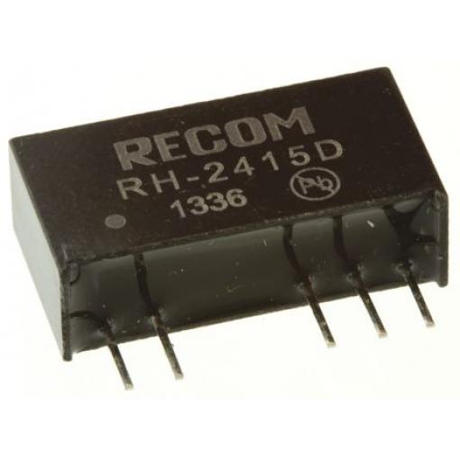 Recom Měnič DC/DC RH, výstup: 15 V dc 3 kV dc, Vin 24.6V 33 mA, Vin 21.6V 1 W -40 °C 85 °C Průchozí otvor