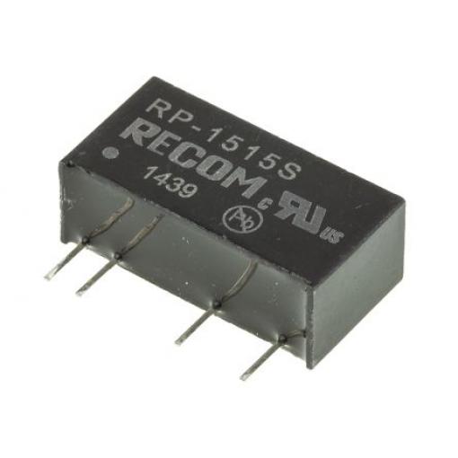 Recom Měnič DC/DC RP, výstup: 15 V dc 2.6 kV ac, Vin 15V dc 66 mA, Vin 0V 1 W -40 °C 85 °C Průchozí otvor