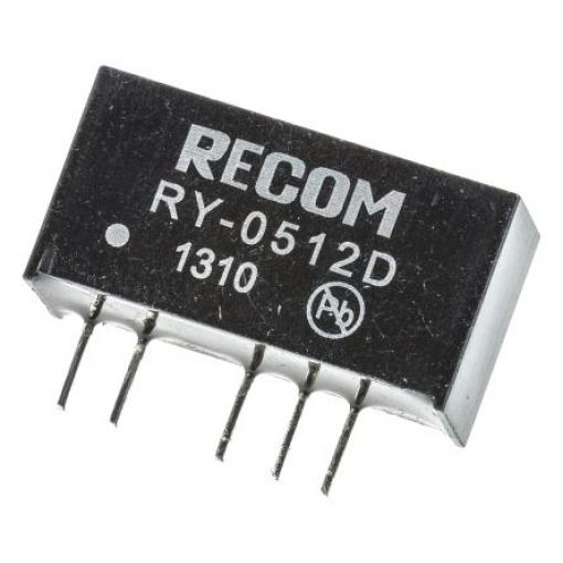Recom Měnič DC/DC RY, výstup: 12 V dc 1 kV dc, Vin 5V dc 42 mA 1 W -40 °C 70 °C Průchozí otvor