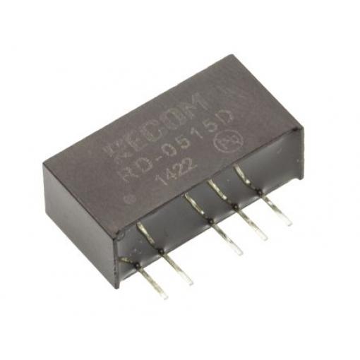 Recom Měnič DC/DC RD, výstup: 15 V dc 1 kV dc, Vin 5.5V dc 66 mA, Vin 4.5V 2 W -40 °C 85 °C Průchozí otvor