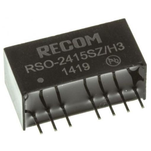 Recom Měnič DC/DC RSO, výstup: 15 V dc 3 kV dc, Vin 36V dc 67 mA, Vin 9V 1 W -40 °C 75 °C Průchozí otvor
