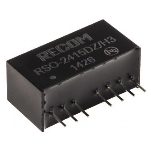 Recom Měnič DC/DC RSO, výstup: 15 V dc 3 kV dc, Vin 36V dc 34 mA, Vin 9V 1 W -40 °C 75 °C Průchozí otvor