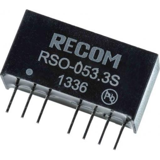 Recom Měnič DC/DC RSO, výstup: 3.3 V dc 500 V ac, Vin 9V dc 300 mA, Vin 4.5V 1 W -40 °C 85 °C Průchozí otvor