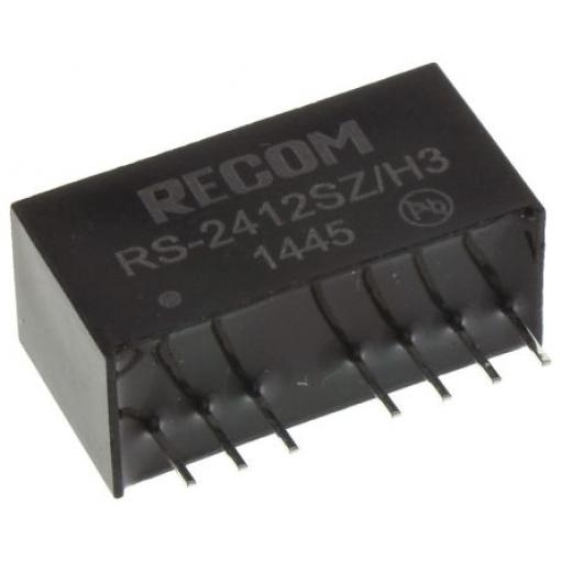 Recom Měnič DC/DC RS, výstup: 12 V dc 3 kV dc, Vin 36V dc 166 mA, Vin 9V 2 W -40 °C 85 °C Průchozí otvor