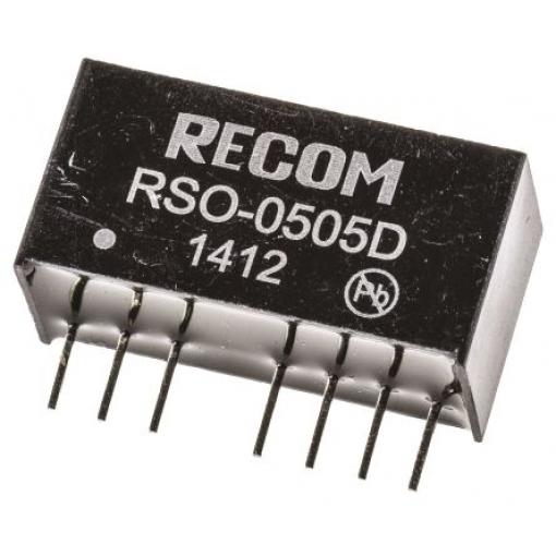 Recom Měnič DC/DC RSO, výstup: 5 V dc 500 V ac, Vin 9V dc 100 mA, Vin 4.5V 1 W -40 °C 85 °C Průchozí otvor
